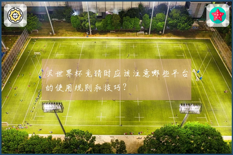 买世界杯竞猜时应该注意哪些平台的使用规则和技巧?